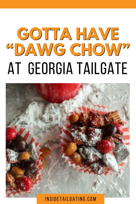 Leave it to Teri, the southern-cookin’ specialist from Tennessee at www.buythiscookthat.com, to come up with a tailgating recipe for Georgia fans called “Dawg Chow.” One look at the recipe for this tasty treat, and knowing it has that irresistible flavor combination of peanut butter and chocolate that go together like red and black, Buck Belue and Lindsay Scott, and you’ve got to make it this weekend to bring to your championship tailgate or your football watching party Monday. Georgia Tailgate, Black Buck, Red Hots Candy, Tailgating Food, Chocolate Bowl, Hot Candy, Honey Roasted Peanuts, Bowl Of Cereal, Tailgating Recipes