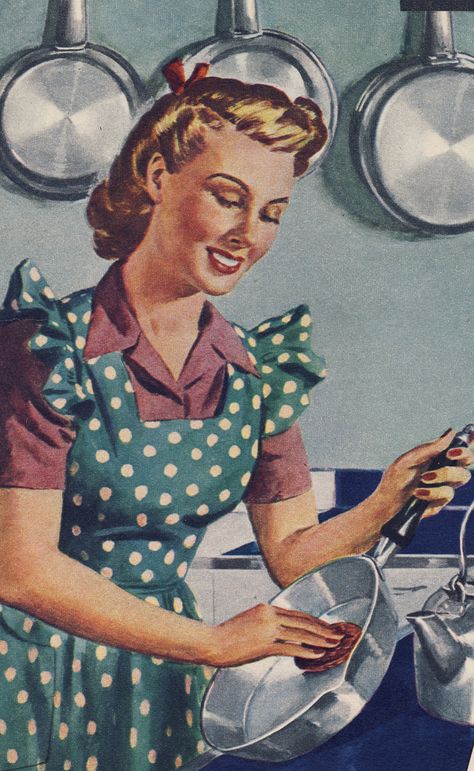 I scanned this from one of my 1940's era vintage magazines. Vintage Housewife Aesthetic, Aesthetic Apron, Housewife Aesthetic, Vintage Housewife, Happy Housewife, Retro Housewife, Vintage Cooking, Images Vintage, Vintage Memory