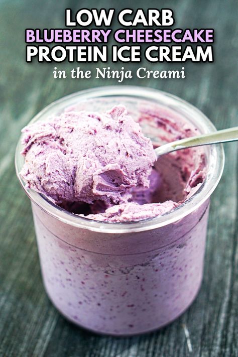 Low Carb Ice Cream Ninja Creami, High Protein Low Sugar Ninja Creami Recipes, Blueberry Sorbet Ninja Creami, Creami Ice Cream Ninja, Blueberry Ninja Creami, Ninja Creami Recipes Low Calorie High Protein, Blueberry Ice Cream Ninja Creami, High Protein Ice Cream Ninja Creami, Blueberry Ninja Creami Recipes