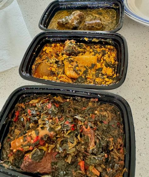 Shoulda taken a better pic! Amazing lunch with a dear friend. Bitter leaf soup. Egusi soup. Efo riro (spinach soup). With goat, tripe & ponmo (I think I spelled it right?) And I forgot to get a pic with the fufu. (I was hungry, okay?) So good!!! #goodeating #nigerianfood Fufu Egusi Soup, Fufu And Egusi Soup, Fufu And Soup, Bitter Leaf Soup, Efo Riro, Egusi Soup, Spinach Soup, Nigerian Food, A Pic