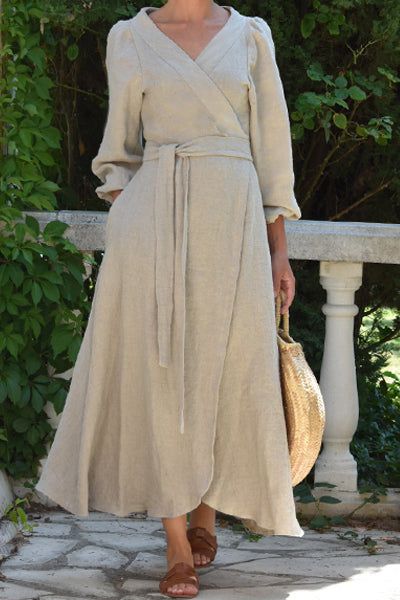 Linen Dresses Elegant, Athena Dresses, Linen Wrap Dress, Tie Maxi Dress, Slow Fashion Brands, Young Professional, The South Of France, Effortless Chic, South Of France