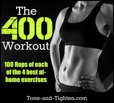 3 sets of 33 reps of 4 of my all-time favorite body-weight exercises. The 400 Workout - from Tone-and-Tighten.com #workout #exercise Home Body Weight Workout, Weekly Workout Plans, Toning Workouts, Hip Workout, Weekly Workout, Total Body Workout, Free Workouts, Stay Motivated, Hiit Workout