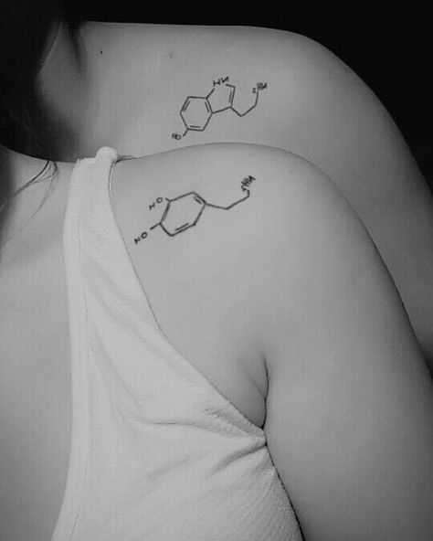 Serotonin and Dopamine tattoos for couples! How cute 🥰| www.otziapp.com Friendship Ideas, Small Rib Tattoos, Friendship Tattoo, Couple Tattoos Love, Couple Tattoos Unique Meaningful, Small Sister Tattoos, Small Couple Tattoos, Small Shoulder Tattoos, Tattoos Infinity