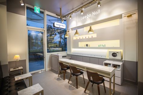 Leega Nail Salon by SSOMOO DESIGN, Suwon – South Korea » Retail Design Blog Korea Nail, Furniture Styling, Nail Salon Interior, Korean Nail, Nail Store, Nail Salon Decor, Nail Salon Design, Korean Nails, Salon Interior Design