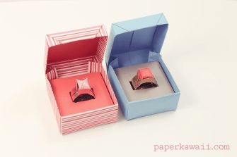 Origami Ring Box for Valentine’s Day Ring Box Tutorial, Origami Jewelry Box, Ring Boxes Diy, Origami Box With Lid, Valentines Origami, Origami Ring, Paper Kawaii, Diy Boxes, Origami Cube