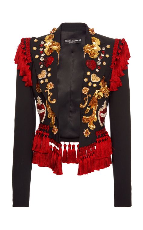 Embellished Jackets, Tassel Jacket, Dolce Gabbana Jacket, Mode Costume, Jackets Black, Embellished Jacket, Couture Mode, Sequin Jacket, Vintage Mode