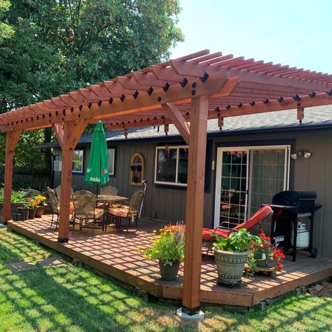 Roof Riser, Patio Roof Extension Ideas, Outdoor Pavillion, Deck Roof, Deck Cover, Patio Upgrade, Patio Remodel, Covered Patio Design, Outdoor Covered Patio