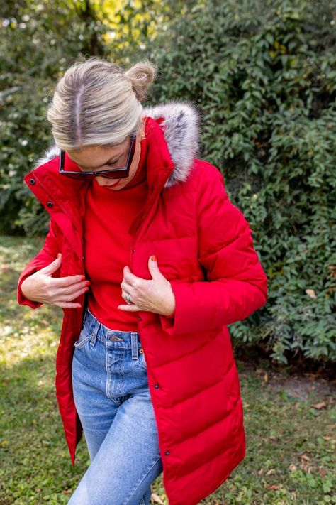 Red Parka, Down Winter Coats, Southern Lifestyle, Lean On, Cashmere Turtleneck, Waxed Cotton, Vibrant Red, Fall And Winter, Fur Trim