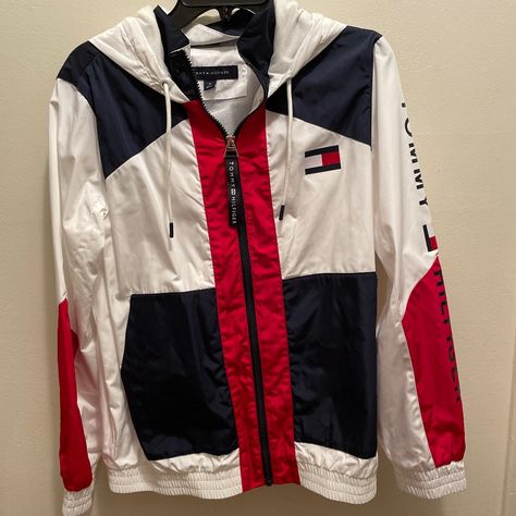 100% Polyester Tommy Hilfiger Windbreaker Nwt Size M-Womens Tommy Hilfiger Windbreaker, Womens Windbreaker, Tommy Hilfiger Jackets, Tommy Hilfiger Outfit, Tommy Hilfiger, Blue White, Color Blue, Jackets For Women, Jackets & Coats