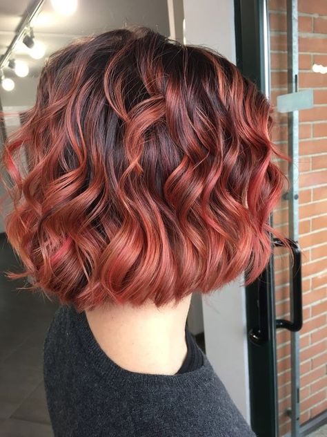 26 SHORT CURLY RED HAIR IDEAS - julsweek Red Hair With Blonde Highlights Bob, Fall Hair Color For Short Hair, Short Curly Red Hair, Elegant Hair Color, Red Hair Ideas, Curly Red Hair, Red Hair With Blonde Highlights, Short Ombre Hair, Red Curly Hair