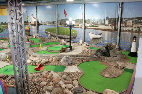 Mini golf  Adventure Zone Canal Park Duluth Putt Putt Course, Indoor Putt Putt, Golf Zone, Indoor Mini Golf, Putt Putt Golf, Pub Design, Miniature Golf Course, Rock Climbing Wall, Mini Golf Course