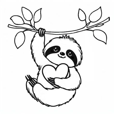 Sloth with Heart Love SVG Cute sloth outline Cricut Silhouette cut file Cute Valentine Animal Vinyl I Love Hanging out with you Laser Coloring pages for kids #coloringpagesforkids Coloring page for kids #coloringpageforkids Kids coloring page #kidscoloringpage 3.612 Easy Sloth Drawing, Cute Drawings Black And White, Free Cricut Projects Beginner, Sloths Drawing, Sloth Outline, Sloth Drawing, Sloth Cartoon, Sloth Svg, Background Valentine