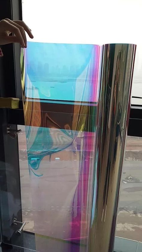 Iridescent Window Film, Dichroic Glass Architecture, Iridescent Bedroom, Dichroic Film, Iridescent Decor, Holographic Film, Acrylic Sheets, Dichroic Glass, Window Film