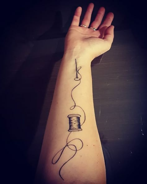 Needle and Thread Yarn And Needles Tattoo, Knitting Tatoos, Graduation Tattoo, Seahorse Tattoos, Sewing Tattoo, Yarn Tattoo, Sewing Tattoos, Knitting Tattoo, Tailor Logo