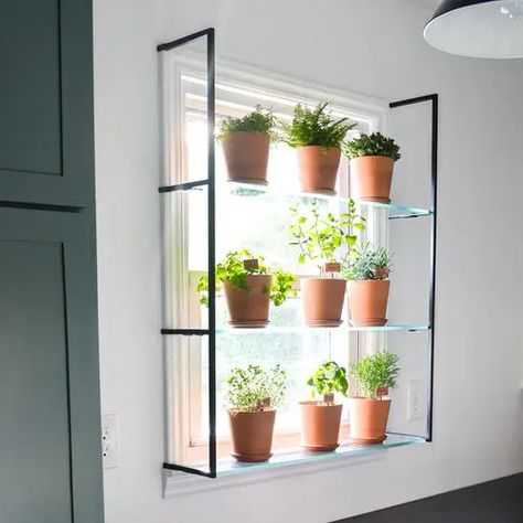 20 Practical Indoor Window Shelf Ideas for Plants | Balcony Garden Web Window Shelf For Plants, Kitchen Garden Window, Window Plant Shelf, Vanity Drawer, Window Planter, Bathroom Mirror With Shelf, Steel Shelf Brackets, Window Shelf, Window Garden