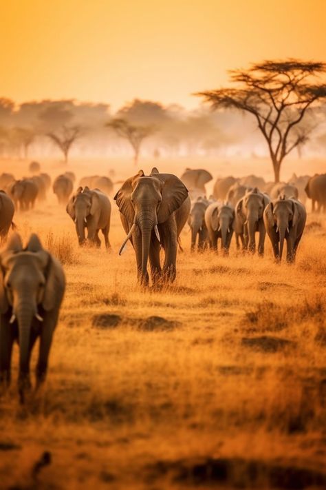 Animals In Their Natural Habitat, Nursery Elephant Theme, Safari Aesthetic, Tattoos Elephant, Africa Aesthetic, Drawing Elephant, Africa Landscape, Elephant African, African Wildlife Photography