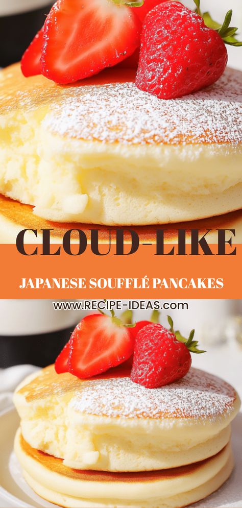 These Fluffy Japanese Soufflé Pancakes are simply irresistible. Imagine biting into soft, airy, and cloud-like goodness that melts in your mouth with every bite. Perfect for breakfast or brunch, these pancakes can be topped with fresh fruits, whipped cream, or maple syrup to take your meal to the next level. Easy to make at home, indulge in these creamy, fluffy delights that everyone will love. Whether you're hosting a brunch or enjoying a cozy morning, these pancakes are a must-try for fluffy texture enthusiasts. Extra Fluffy Pancake Recipe, Fluffy Pancakes From Scratch, Extra Fluffy Pancakes, Japanese Fluffy Pancakes, Fluffy Pancakes Recipe, Super Fluffy Pancakes, Hosting A Brunch, Soufflé Pancakes, Fluffy Pancake Recipe