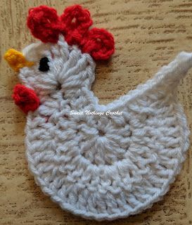 Crochet Chicken Applique Free Pattern, Crochet Chicken Applique, Hen Crochet Pattern, Crochet Chicken Granny Square, Chicken Crochet Pattern Free, Crochet Hen, Alphabet H, Baby Boy Knitting Patterns Free, Small Motifs