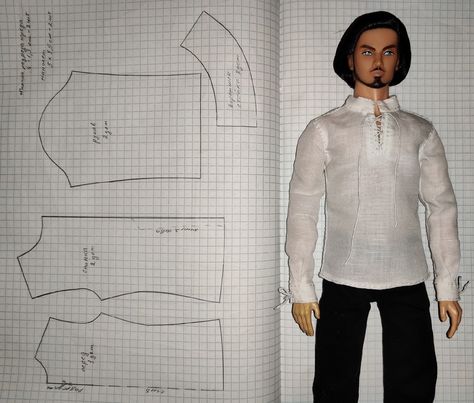 Ken Doll Clothes Patterns Free, Diy Ken Clothes, Diy Ken Doll Clothes, Barbie E Ken, Ken Clothes, Crochet Barbie Patterns, Pirate Shirt, Dollhouse Clothes, Dolly Fashion