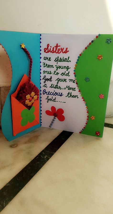 Rakhi Card Making Ideas, Raksha Bandhan Craft Ideas, Raksha Bandhan Creative Ideas, Rakhshabandhan Poses, Raksha Bandhan Craft, Rakhi Card Ideas, Raksha Bandhan Drawing, Raksha Bandhan Cards, Raksha Bandan