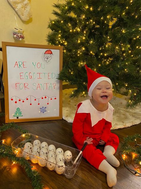 Real Elf On The Shelf, Real Life Elf On The Shelf, Elf On The Shelf Baby Ideas, Elf On The Shelf Ideas Baby, 25 Days Of Christmas Photo Challenge Baby, Elf On The Shelf With Baby, Elf On The Shelf Toddler Photoshoot, Elf On The Shelf Photoshoot, Infant Xmas Photo Ideas