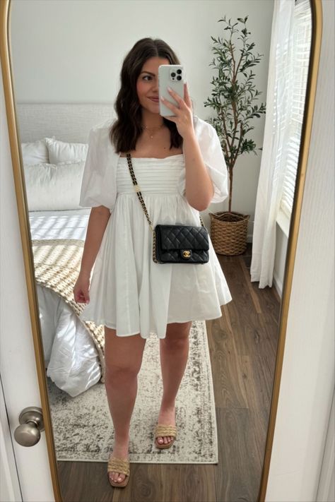 2024 Board, Puff Sleeve Mini Dress, Causual Outfits, Mini Dress With Sleeves, Flat Shoes, Summer Style, New Outfits, Puff Sleeve, Casual Dresses