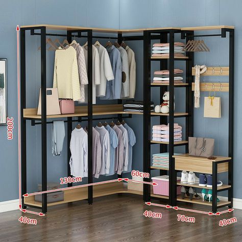 Open Closet Ideas, Corner Clothes Rack, Ideas For Organizing, Mens Bedroom Decor, Dressing Design, Storage Wardrobe, Hanger Coat, Home Interior Accessories, Clothing Store Interior