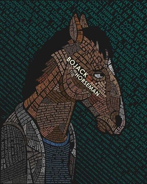 Typography Portrait, Bojack Horseman, Portrait Design, Typography Art, A Horse, Art Poster, Typography, High Quality, Design