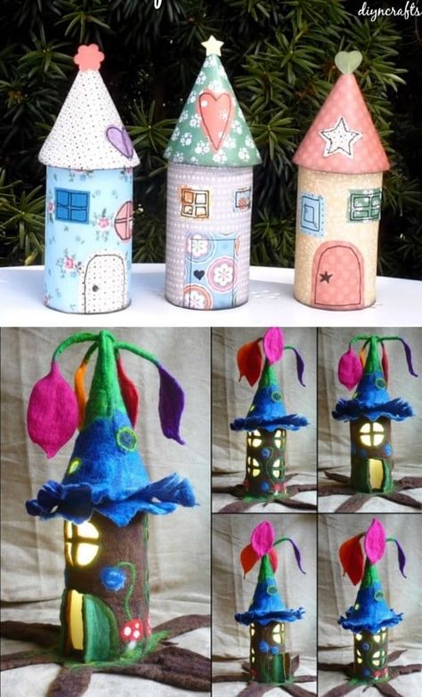 Fairy Houses Kids, Paper Roll Crafts For Kids, Toilet Roll Art, Bug Gifts, Fairy House Crafts, Fairy House Diy, Fairy Garden Crafts, Fairy Garden Designs, Toilet Paper Rolls