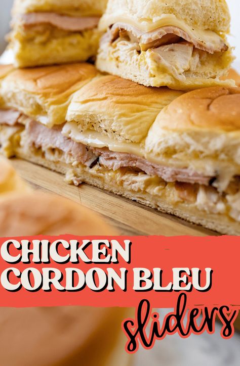 Chicken Cordon Bleu Sliders Recipes, Cordon Blue Sliders, Chicken Cordon Bleu Sliders, Cordon Bleu Sliders, Chicken Cordon Bleu Sandwich, Savory Sandwiches, Easy Chicken Cordon Bleu, Sliders Recipes Chicken, Maple Chicken