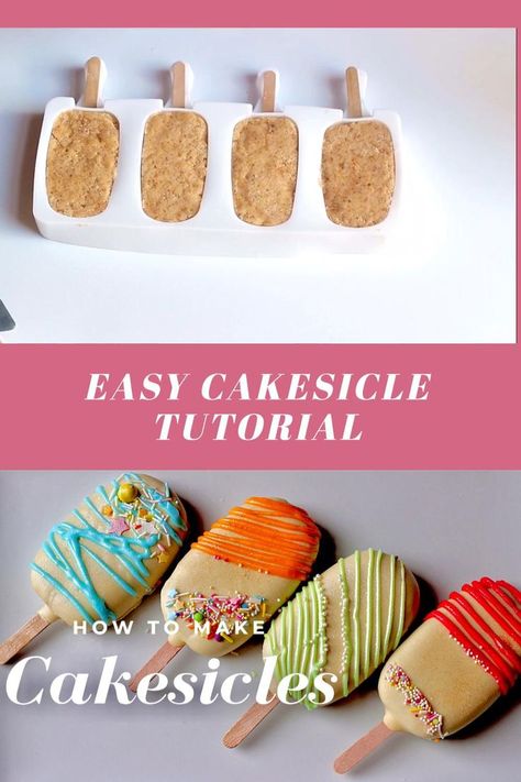 Watch step by step process of how to make a simple yet cute cakesicles from leftover cake using mold/mould. I have used a vanilla cake for this but you can u... Cake On Stick, How To Make Cake Sicles Video, How To Make A Cakesicle, How To Make Cakesicles Video, Cake Popsicle Recipes, Cake Sickles Recipes, Cacksickles Ideas, Cakecicles Tutorial, Cakesicles Recipes Videos