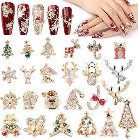 100PCS Metal Christmas DIY Charms, Christmas Gold Enamel Charms Xmas Jewelry Pendants for Jewelry Making, 24PCS Christmas Nail Art Charms, Alloy Mix Shapes 3D Xmas Nail Zircon Charm, Christmas Decorating Ideas Xmas Jewelry, Xmas Nail, Shapes 3d, Holiday Nails Winter, Christmas Bling, Christmas Diamonds, Nail Art Charms, Romantic Christmas, Holiday Nail