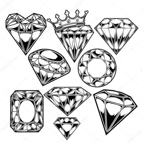 Small Tattoos Traditional, Tattoos Celtic, Crown Tattoo Design, Tattoos Mandala, Tattoo Outline Drawing, Diamond Vector, Diamond Tattoos, Religious Tattoos, Diamond Drawing