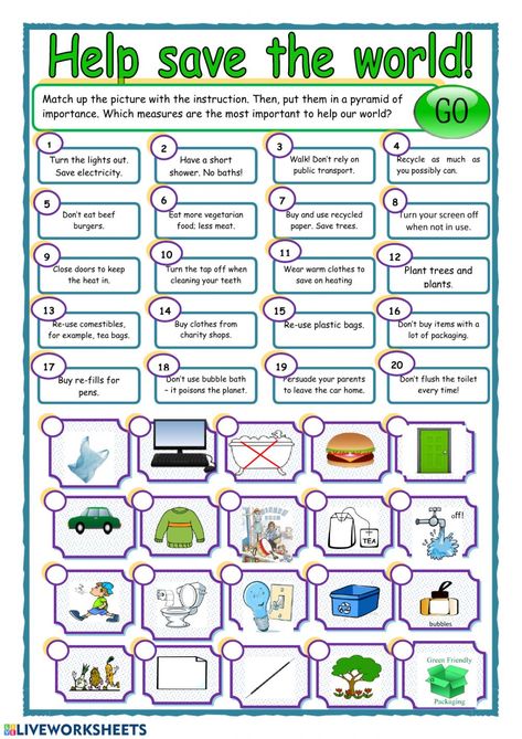 Earth day online activity for Grade 3. You can do the exercises online or download the worksheet as pdf. Earth Day Worksheets, Esl Kids, English Day, Environment Day, English Activities, English Writing, Education English, Esl Worksheets, Save The World