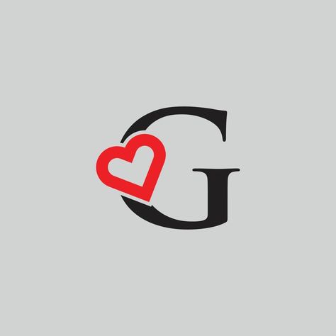 Logo Heart Letter G. Beautiful vector love logo design. G love outline creative letter design G Love Images, G Initial Wallpaper, A G Logo Design, G With Heart, G Wallpaper Letter Aesthetic, G Letter Design, Logo Design G, Letter G Tattoo, Love Logo Design