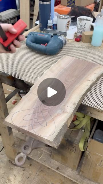 John Dominik | Owner on Instagram: "Making a valentines heart shaped charcuterie board. . . . . . #woodwork #safisfying #wood #hardwood #walnut #jigsaw #powertools #router #woodshop #woodsaw #homedecor #valentinesday #valentine #love #heart" Jigsaw Projects, Valentine Love, Valentine Heart, Live Edge, Wood Shop, Charcuterie Board, Wood Turning, Router, Heart Shapes