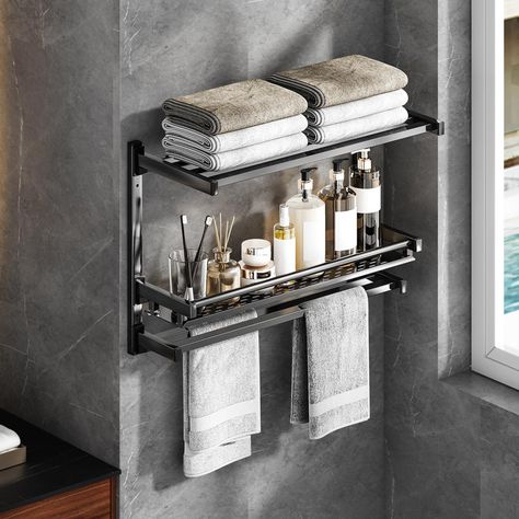 1 Wall Towel Rack Shower Towel Rack Ideas, Industrial Towel Holder, Bathroom Towel Shelf, Wall Towel Rack, Chrome Bathroom Fixtures, Storage For Towels, Rustic Towel Rack, Wall Towel Racks, Mounted Towel Rack