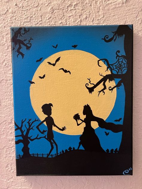 Acrylic painting by willow vergonet Disney Painting Ideas On Canvas Easy, Coraline Canvas Painting, Paint Night Ideas Step By Step, Day And Night Painting, Cartoon Painting Ideas, Cheap Artwork, Disney Canvas Paintings, Painting With Poster Colour, Mini Tela