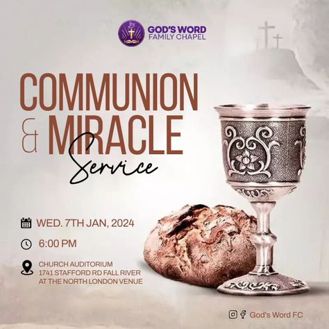 Communion Service church flyer Communion Service Flyer Design, Vigil Flyer Design, Church Crusade Flyer Design, Church Flyer Design Templates, Sunday Service Flyer, Church Service Flyer Design, Christ Centered Relationship, Social Media Church, Relationship Prayer