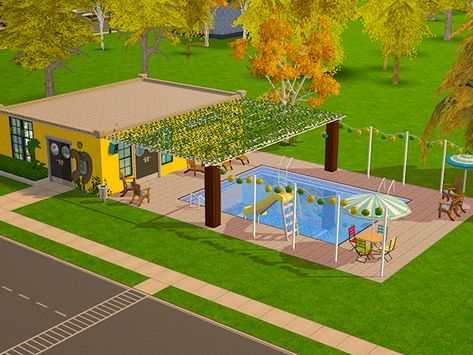 Sunshine Pool by dee-dee-sims via tumblr | Modern | with CC | Sims 2 | Community Lot | Sims 2 House | Sims 2 Lot | TS2 | pinned by aeonpixels Sims 2 House, Victorian Greenhouse, Sims 2 Hair, Sims 4 House Design, Sims Building, The Sims 2, Glass Roof, Community Pool, Sims 4 Houses