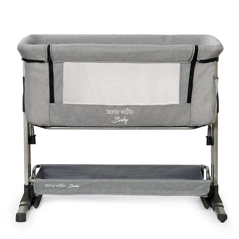 Amazon.com : Baby Bassinet Bedside Sleeper Easy Folding Portable Crib for Newborn 3 in 1 Bedside Bassinet Crib for Safe co Sleeping with Storage Basket Adjustable Height and Wheels Travel Bag Included (Gray) : Baby Baby Bassinet Bedside, Toddler Playpen, Baby Bedside Sleeper, Safe Co Sleeping, Portable Baby Cribs, Cradles And Bassinets, Newborn Baby Bedding, Bedside Bassinet, Bedside Sleeper