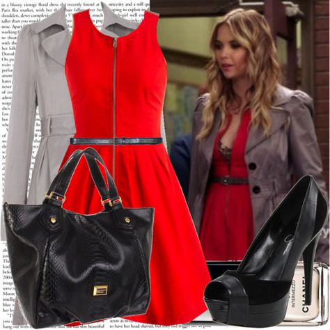 Hanna Marin Style, Cherry Red Dress, Wolf Outfit, Teen Wolf Outfits, Pretty Little Liars Outfits, Pll Outfits, Loop Belt, Pretty Little Liars Fashion, Gala Outfit