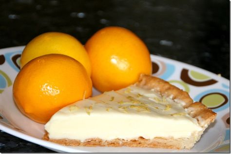 Ponderosa Lemon and Sour Cream Tart-  I have never heard of a "Ponderosa Lemon", but apparently they are as huge like a grapefruit.  You can use meyer lemons or regular lemons as a substitute in this recipe, if you can't find the Ponderosa version. Lemon Sour Cream Pie, Tart Crust, Cream Tart, Cooking Challenge, Best Sweets, Famous Recipe, Pastry Tart, Fruit Dishes, Lemon Tart