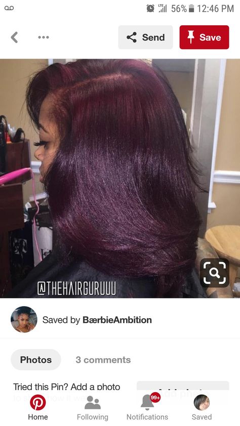 Wine Hair Color Burgundy Purple, Burgundy Bangs Black Hair, Plum Natural Hair, Burgundy Purple Hair On Black Women, Plum Hair On Black Women, Dark Burgundy Purple Hair, Plum Hair Color On Black Women, Eggplant Colored Hair, Plum Purple Hair