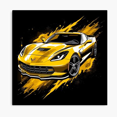 Get my art printed on awesome products. Support me at Redbubble #RBandME: https://www.redbubble.com/i/canvas-print/Yellow-Corvette-by-arexxuru/155678948.5Y5V7?asc=u Lana Del Rey Tour, Yellow Corvette, Lana Del Rey Ultraviolence, Dances With Wolves, Destroyer Of Worlds, Chevy Corvette, Yellow Art, Car Posters, Car Art