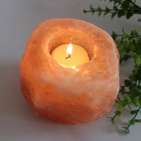 Himalayan Natural Rock Salt Candle Holder Add a touch of warmth and tranquility to any bedroom. Its natural stone design makes it a perfect decorative piece for your nightstand. #SaltCandleHolder #BedroomDecor #NaturalStone #CandleHolderDecor Rock Candle Holder, Himalayan Salt Candle Holder, Rose Salt, Salt Candle Holder, Rock Candle, Salt Candle, Himalayan Rock Salt, Buddha Decor, Aromatic Oils