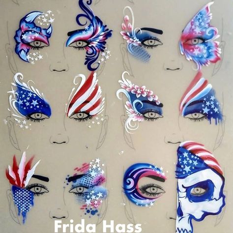 Everything Face And Body Art on Instagram: “Awesome #4thofjuly inspiration by the talented Frida Haas @thepaintedzebrafaba #sillyfarm #facepaint #facepainter #facepainting…” Mask Face Paint, 4th Of July Makeup, Face Painting Tips, Face Paint Ideas, Festival Face, Face Painting Easy, Face Paint Makeup, Face Art Makeup, Kids Face Paint