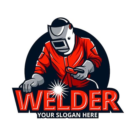 Welder logo template with details Free V... | Free Vector #Freepik #freevector #welder-logo #logo-templates #business-logo #company-logo Welding Logo, Company Badge, Welder Shirts, Welding Design, Hipster Logo, Welding And Fabrication, Welding Helmet, Metal Welding, Welding Tools