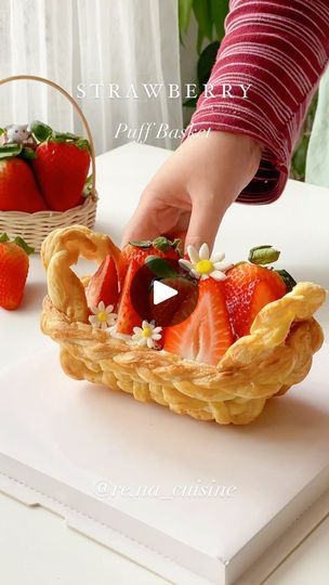 Using Puff Pastry, Pastry Basket, One Strawberry, Frozen Bread Dough, Tart Dessert, Food Tech, Pastry Tart, Puff Pastry Sheets, Bakery Desserts