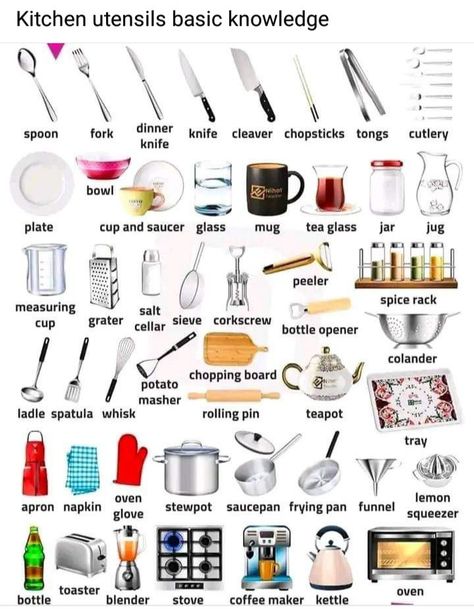 Art Of Plating, Glowing Skin Secrets, Kitchen Essentials List, Proper English, Kitchen Games, Spoon Knife, Blender Bottle, English Vocab, Basic Knowledge